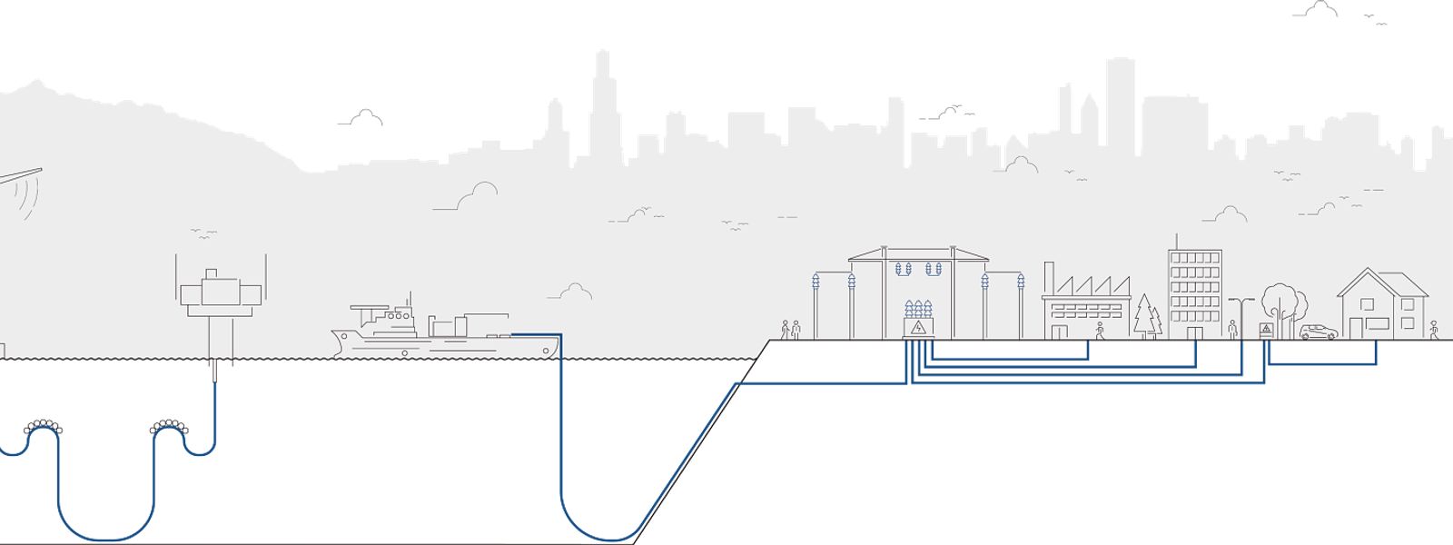 Image of 2D Illustration Floating Offshore Wind