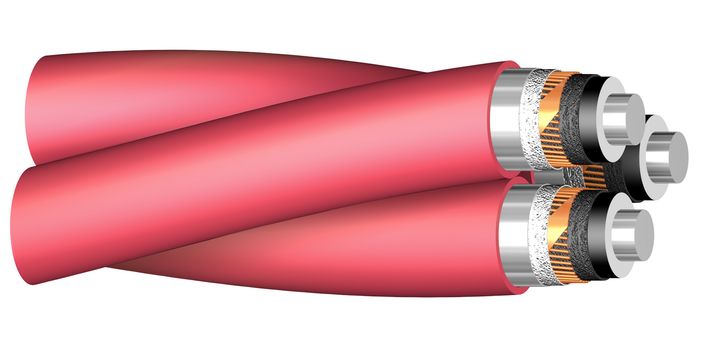 Image of 11 kV Triplex XLPE-AL-RE-FB cable