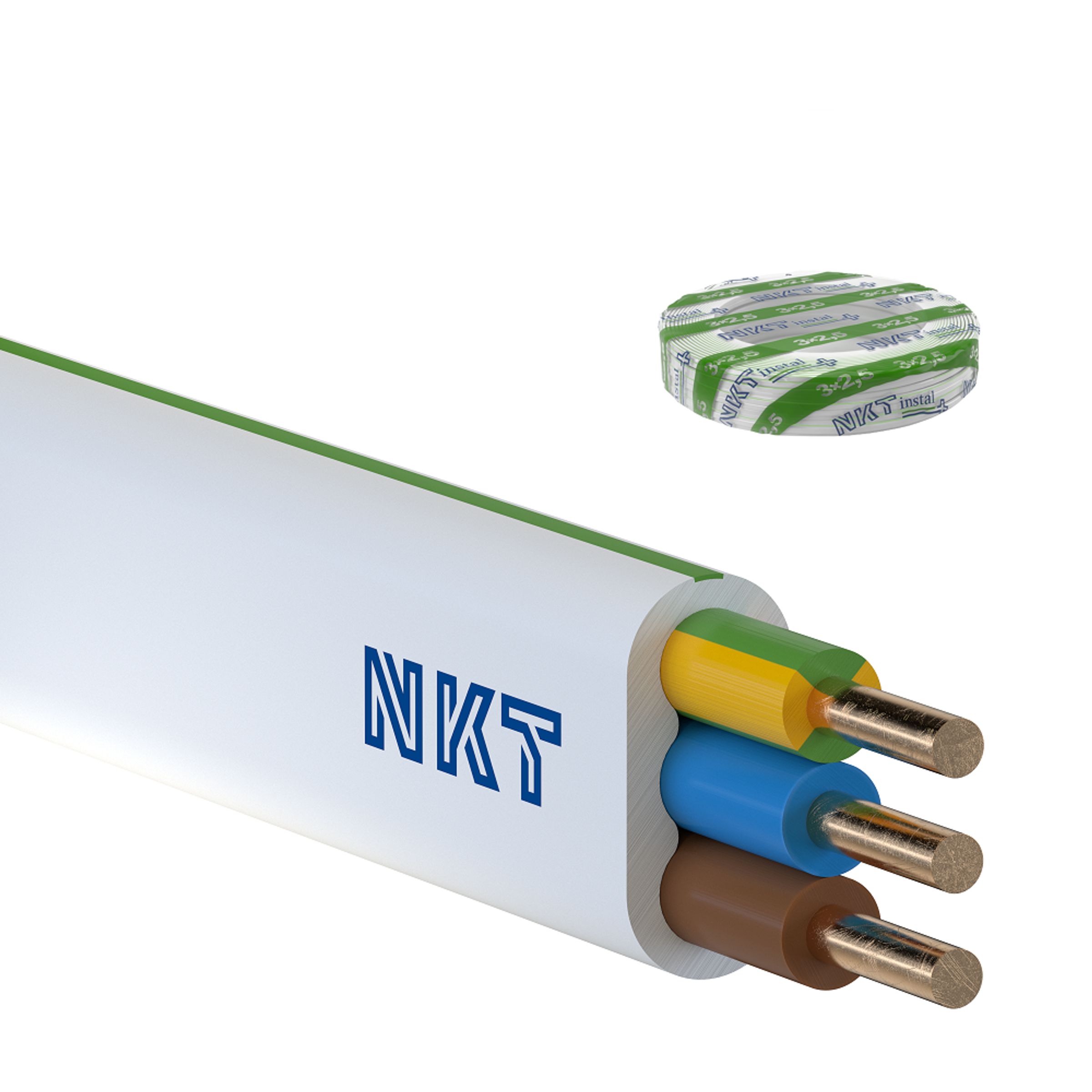 Elektrokabel YDYp cable 3x1,5 wife 450/750V wiring white, - merXu