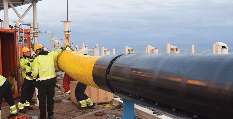 Dynamic high voltage cable installation offshore off the coast in Norway