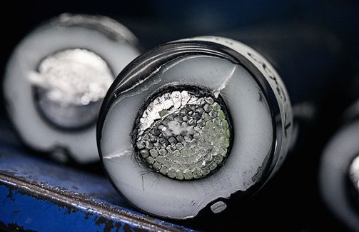 High Voltage cable cross section in production