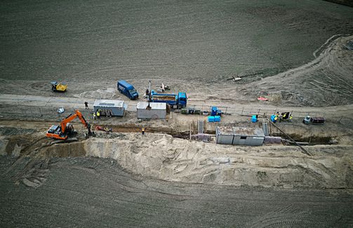 Aerial photo of cable installation site