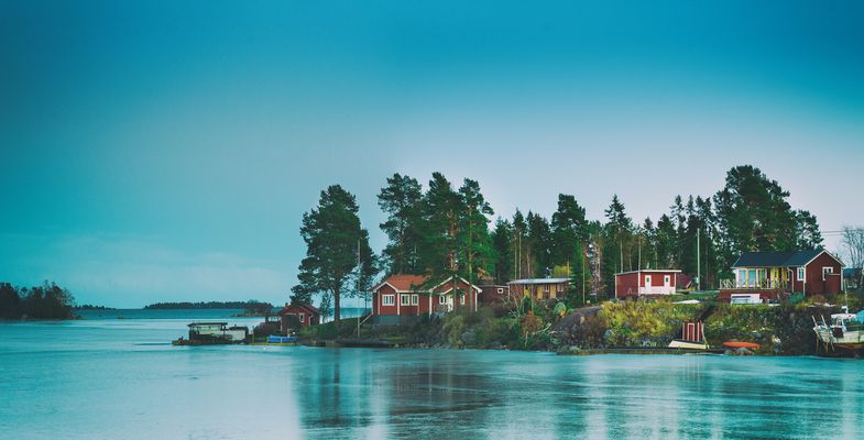 Nordic nature, island and lake