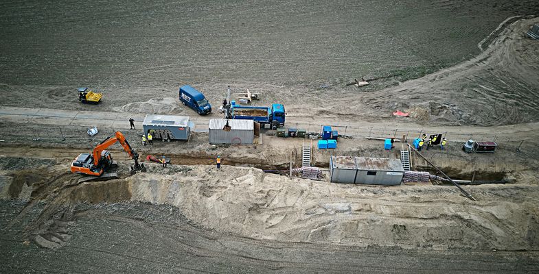 Aerial photo of cable installation site